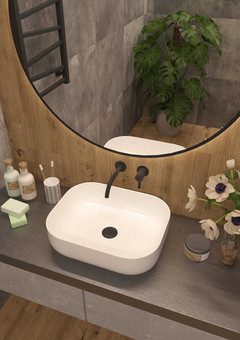 фото Умывальник накладной A419 прямоугольный без перелива (485*395*145 мм)