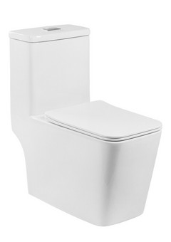 фото Унитаз-моноблок SM9616 безободковый, сиденье тонкое ДП, арматура (с гофрой и подводкой)