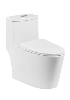 фото Унитаз-моноблок 5003 безободковый, сиденье тонкое ДП, арматура (с гофрой и подводкой)