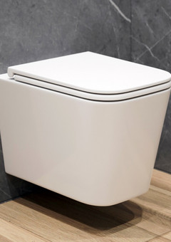 фото Унитаз подвесной K404 безободковый, сиденье тонкое ДП, крепления