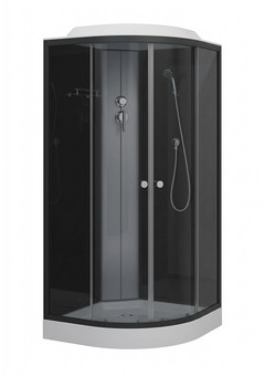 фото ДК EvaGold полукруг T901BB (90*90, низ.под., тонир. стек., черн. стен., черн. матовый проф. 3к.)