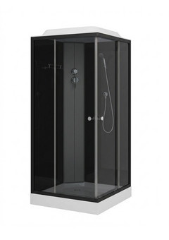 фото ДК EvaGold квадрат T901BB-Q (90*90, низ.под., тонир. стек., черн. стен., черный матовый проф. 4к.)