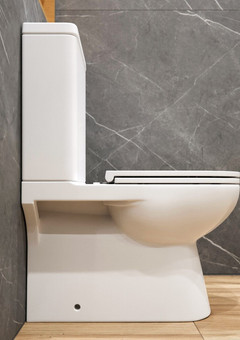 фото A8060 Унитаз-компакт, безободковый, сиденье тонкое ДП, удлин. патрубок, крепления, арматура, гориз. выпуск