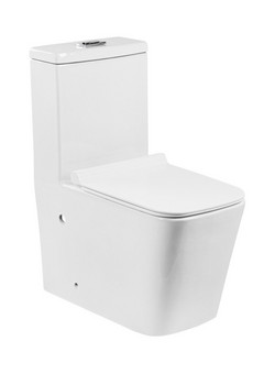 фото Унитаз-моноблок T1086 безободковый, сиденье тонкое ДП, арматура (с гофрой и подводкой)