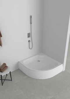 фото EG230022 Поддон акриловый 100х100х25 полукруглый (с сифоном)