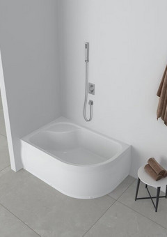 фото EG230018 Поддон акриловый 120х80х40 левый полукруглый (с сифоном)