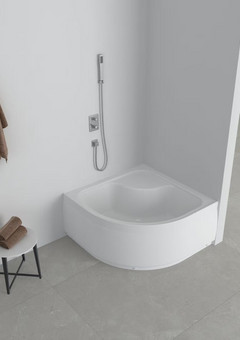 фото EG230017 Поддон акриловый 100х100х40 полукруглый (с сифоном)