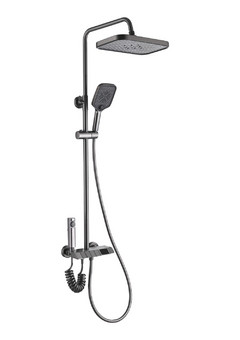 фото Amazonia FS11GR-PVD Душевая стойка (150 см) со смесителем, гигиеническим душем, латунь, оружейная сталь EvaGold