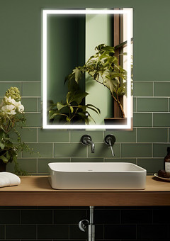 фото Зеркало Liberty 100x80 light прямоугольное с LED подсветкой (2 варианта навеса)