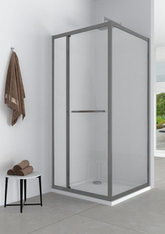 фото EG7G Душевое ограждение квадрат EvaGold 90х90, профиль оружейная сталь, прозрачное стекло